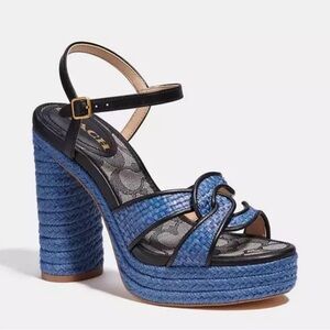 Coach Talina Chambray Raffia Sandals Size 8 Brand New W/O Box